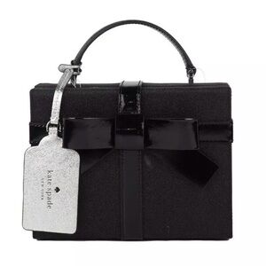 Kate Spade Wrapping Party Gift Box Black Glitter Leather Crossbody Bag Handbag